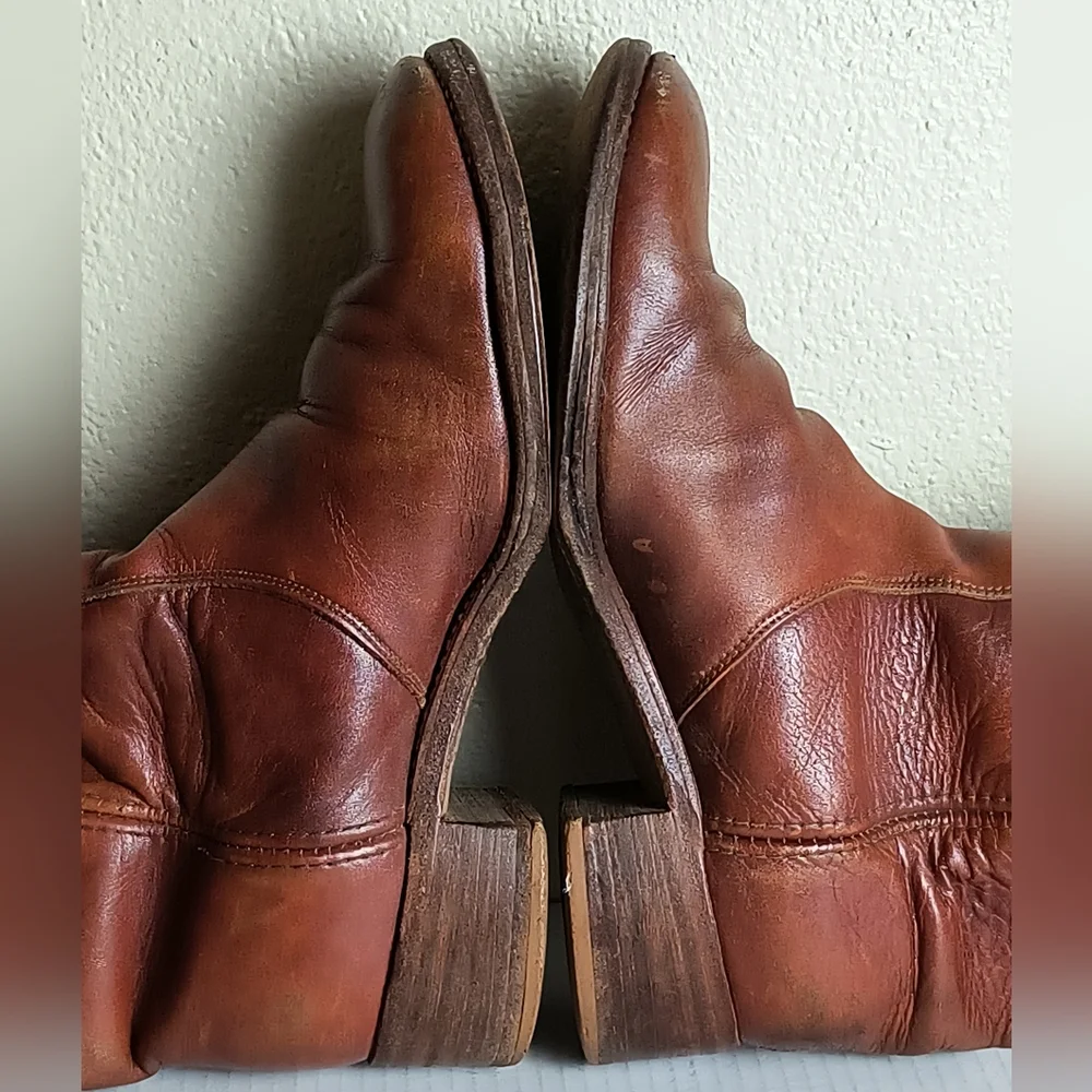Frye VTG 1970 Men's Brown Leather Mid-Calf Boots Size 10D Vintage Made in USA